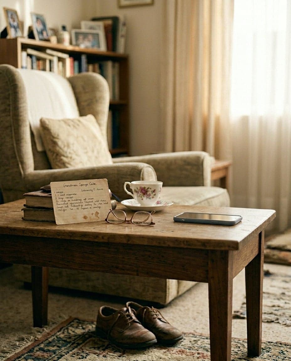 Empty desk with a phone and a notebook