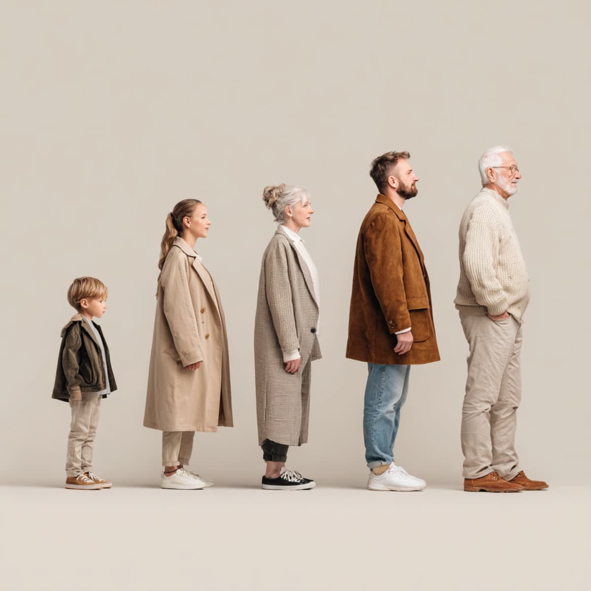 Family line showing generations and shared stories